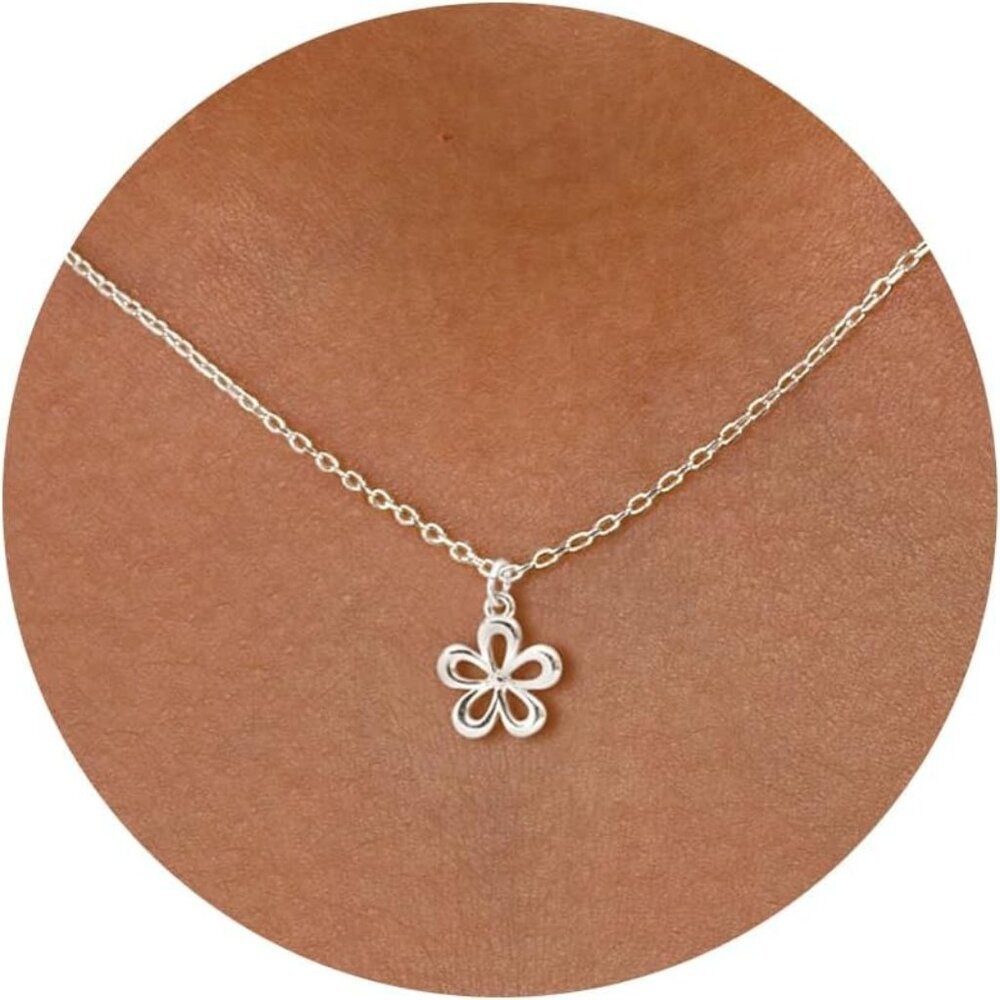 Silver Necklace for Women, 14K White Gold Plated Dainty Infinity Bead Star of Da - Picture 1 of 7